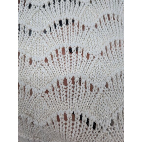 LOFT Open Back Knit Sweater Size L Pullover Scalloped Romantic Coquette Feminine - Picture 5 of 10